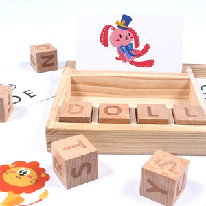 Wooden English Word Learning Cardboard Toys Games Educational