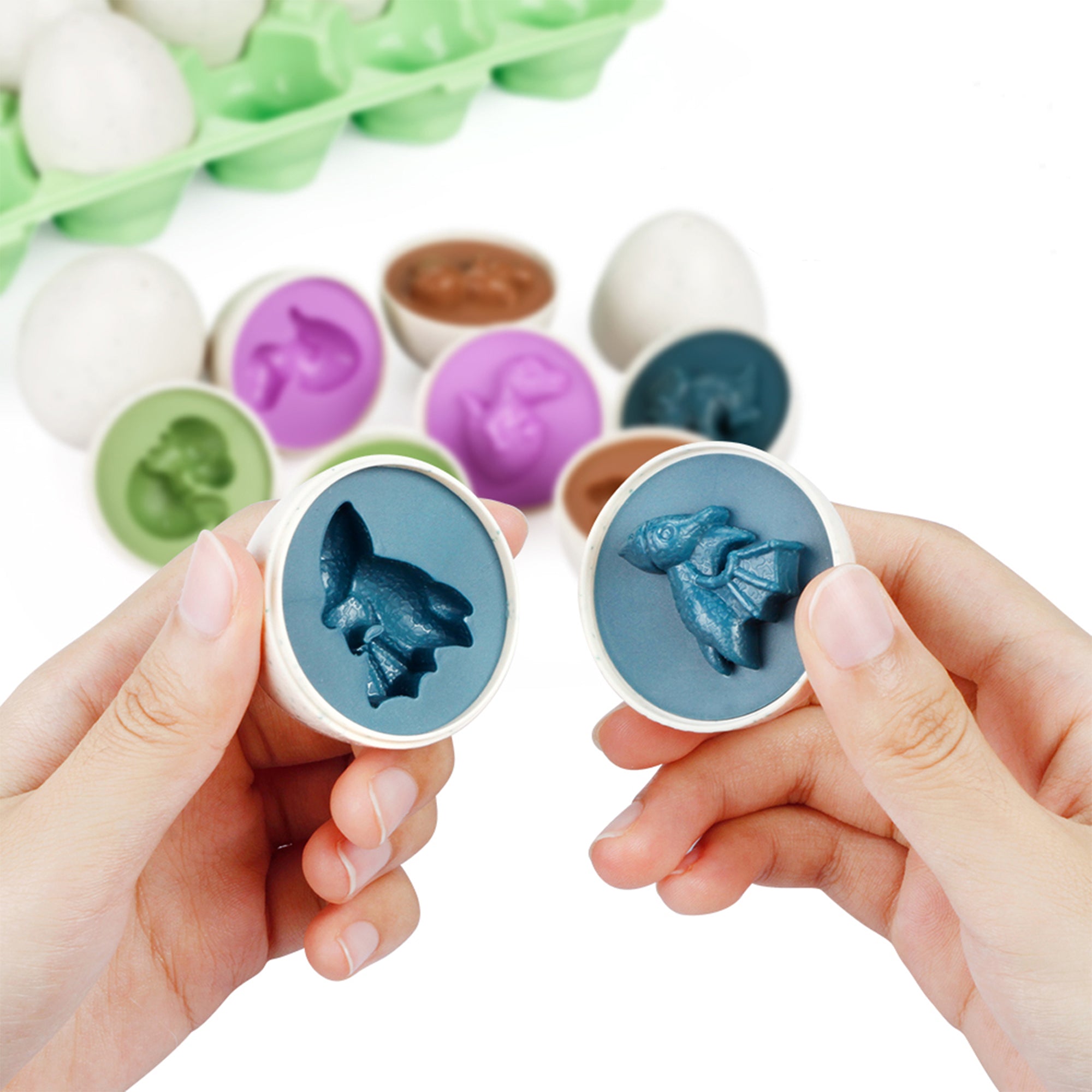 Zunammy Dinasour Egg Carton STEM Teaches Colors and Shapes, Sorting