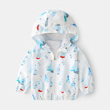 Baby Boy Cartoon Pattern Zipper Front Design Mesh Cloth Jacket Coat