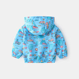 Baby Boy Cartoon Pattern Zipper Front Design Mesh Cloth Jacket Coat