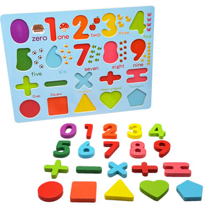 Zunammy Wooden Alphabet Puzzle Board & Number Educational Learning Toy